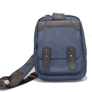 Navy Blue PU Leather Cross Body Bag